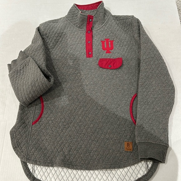 Indiana Hoosiers Women's XL Gray/Red Quarter-Snap Pullover Jacket - Picture 2 of 15